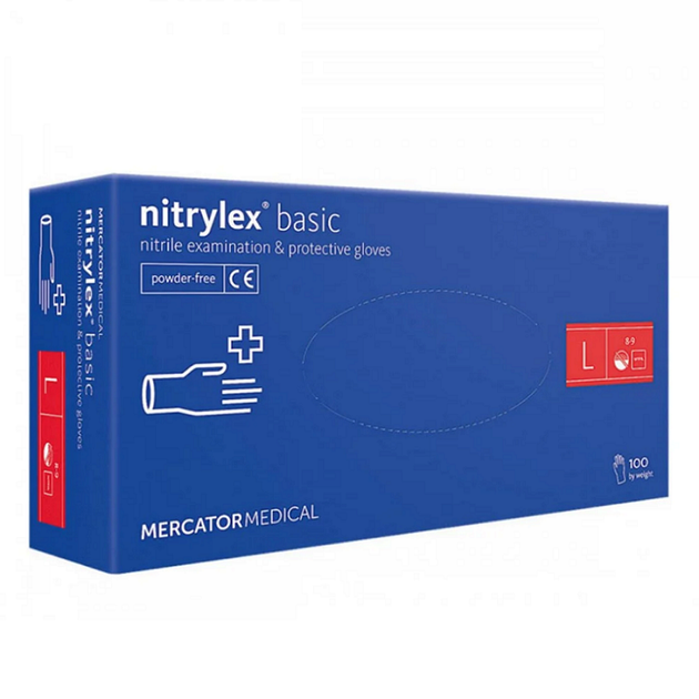 Перчатки NITRYLEX BASIC нитриловые смотровые нестерильные неопудренные L blue 50 пар - изображение 1