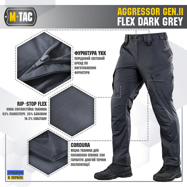 Брюки m-tac ii grey gen flex dark aggressor 40/34 - изображение 2