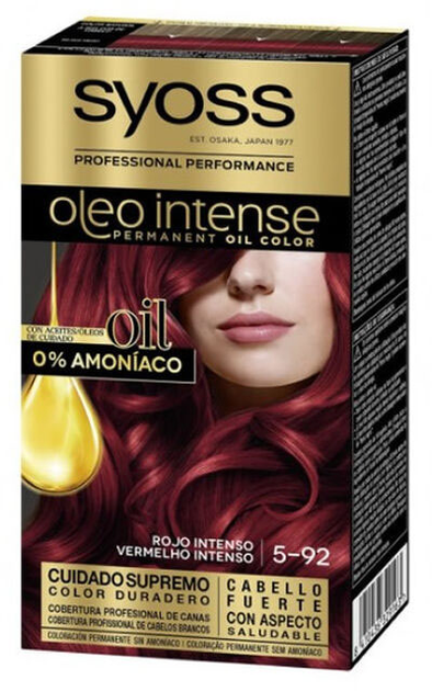 Trwała farba do włosów Syoss Oleo Intense Permanent Hair Color bez amoniaku 5 - 92 Bright Red 115 ml (8410436329163) - obraz 1