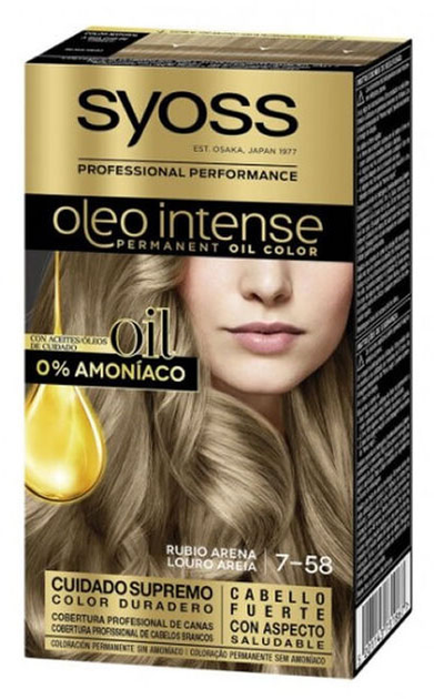 Trwała farba do włosów Syoss Oleo Intense Permanent Hair Color bez amoniaku 7 - 58 Cool Beige Blonde 115 ml (5201143731867) - obraz 1