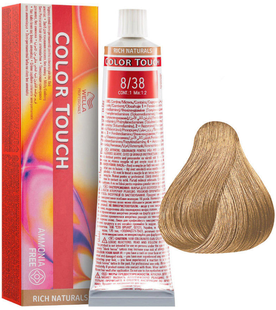 Półtrwała farba bez amoniaku Wella Color Touch Rich Naturals 8 - 38 Light Blonde Gold Pearl 60 ml (8005610529004) - obraz 1