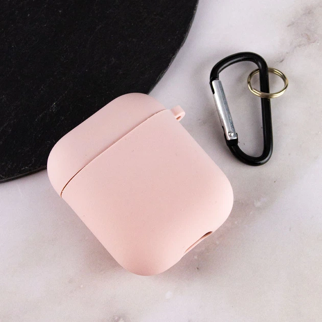 Силиконовый футляр с микрофиброй для наушников Airpods 1/2 Розовый / Pink Sand - изображение 3