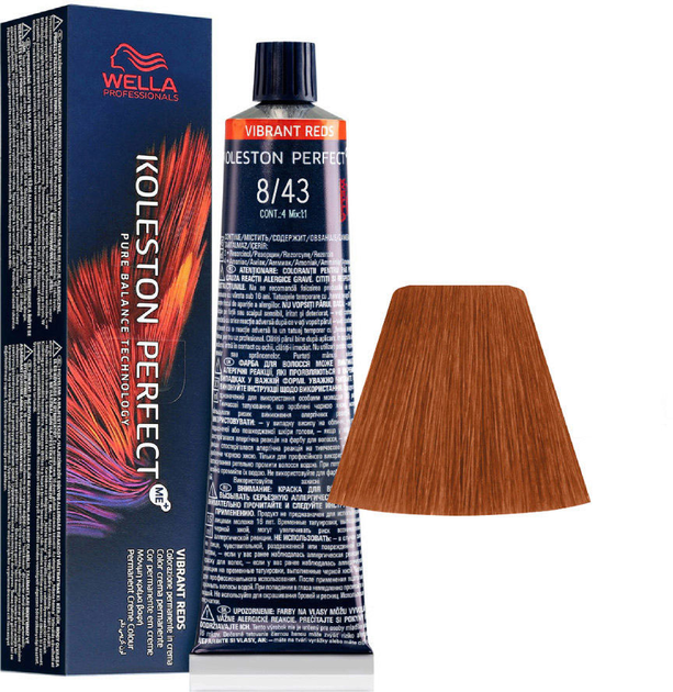 Стійка фарба для волосся Wella Koleston Perfect Me + Vibrant Reds 8 - 43 Light Blonde Red Gold 60 мл (8005610649986) - зображення 1