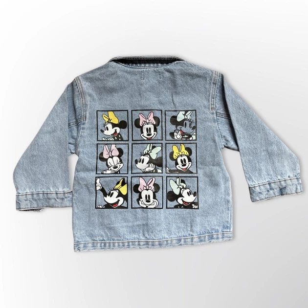 Джинсовая куртка ZARA "Minnie" на кнопках для девочки 128 см (7-8 лет) Серо-голубая 1378-25 - изображение 2