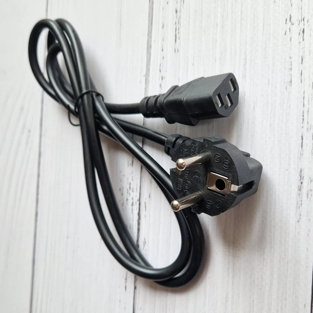 Мережевий кабель живлення для комп'ютера / шнур C13 (IEC-C13 CEE7/4) 250V 10A 1.2м Чорний - Фото 2 Мережевий кабель живлення для комп'ютера / шнур C13 (IEC-C13 CEE7/4) 250V 10A 1.2м Чорний - зображення 2