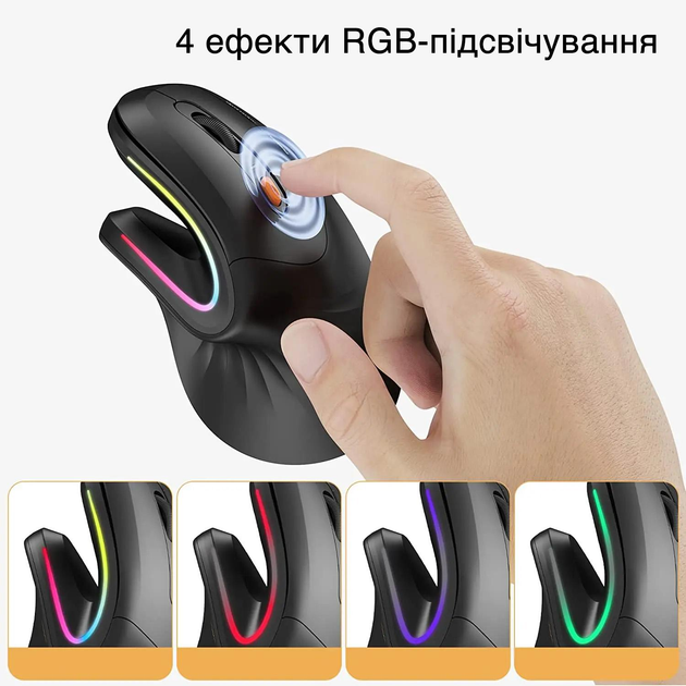 Компьютерная вертикальная мышь ProtoArc EM11, беспроводная Bluetooth 4.0 + 2.4G, черная (78362987) - изображение 4