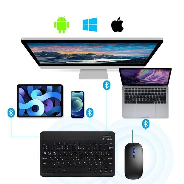 Комплект EMTRA клавиатура и мышь с Bluetooth для Android / Windows / IOS, черный (78419845) - изображение 2