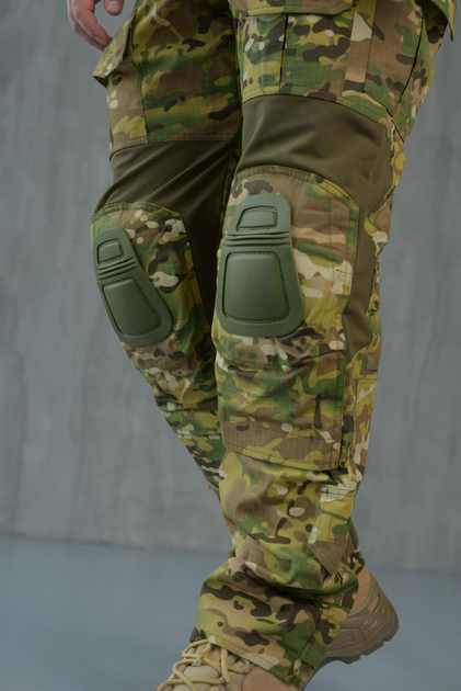 Мужские тактические брюки с наколенниками в комплекте и вставками FLEX / Крепкие Брюки рип-стоп мультикам L - изображение 2