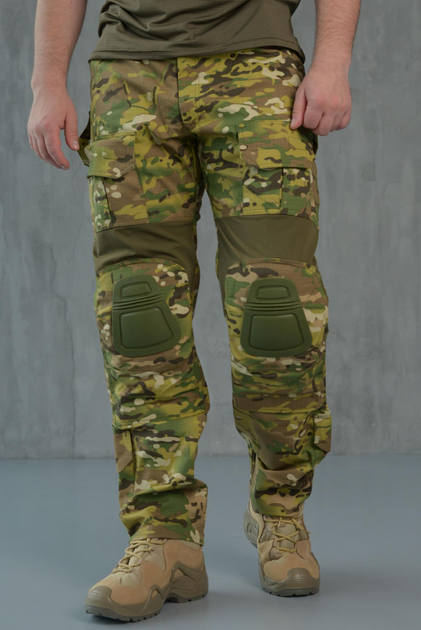Мужские тактические брюки с наколенниками в комплекте и вставками FLEX / Крепкие Брюки рип-стоп мультикам 3XL - изображение 1
