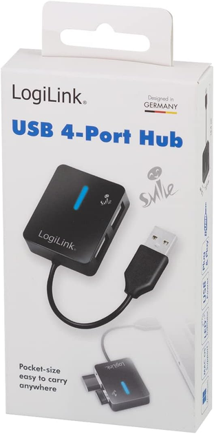 Hub USB LogiLink Smile UA0139 USB 2.0 4-Port Black - obraz 4