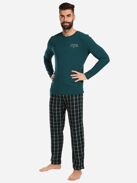 Піжама (лонгслів + штани) чоловіча бавовняна Tommy Hilfiger UM0UM03130 L Зелена (8720645421955) - зображення 1