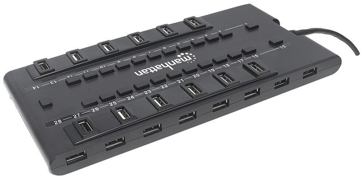 Hub USB Manhattan MondoHub II 163606 28-Port USB-A Black - obraz 1