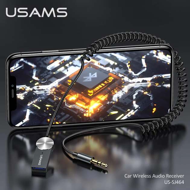 Bluetooth-адаптер Usams US-SJ464 Car Wireless Audio Receiver USB-A + AUX to Bluetooth 5.0 Tarnish (SJ464JSQ01) - изображение 4