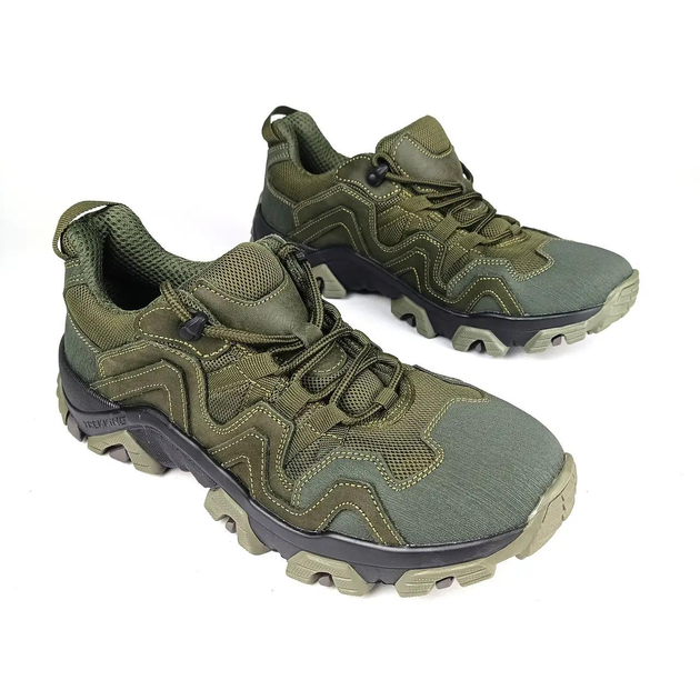 Тактичні шкіряні кросівки Oksy Tactical літні з сіткою трекінгові Olive розмір 40 - зображення 1