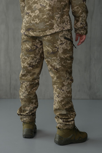 Чоловічі тактичні штани на флісі SoftShell колір піксель водонепроникні S - зображення 2