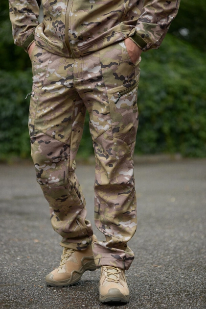 Чоловічі штани Softshell на флісі колір мультикам Водонепроникні XL - зображення 1