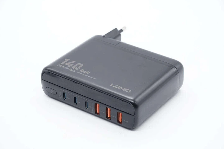 Зарядное устройство LDNIO 140W GaN с шестью портами (3U+3C) PD/QC и дисплеем Black (A6140C) - изображение 7