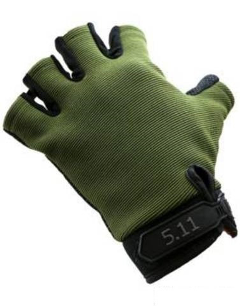 Тактические перчатки 5.11 короткопальцевые зелёные M - изображение 1