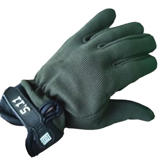 Тактичні рукавички 5.11 повнопалі зелені M - зображення 1