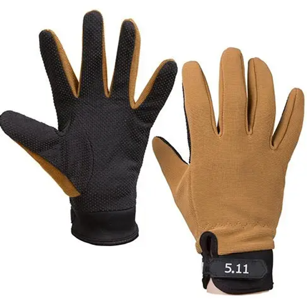 Тактичні рукавички 5.11 повнопалі коричневі M - зображення 1