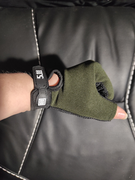 Тактические перчатки 5.11 короткопальцевые зелёные XL - изображение 2