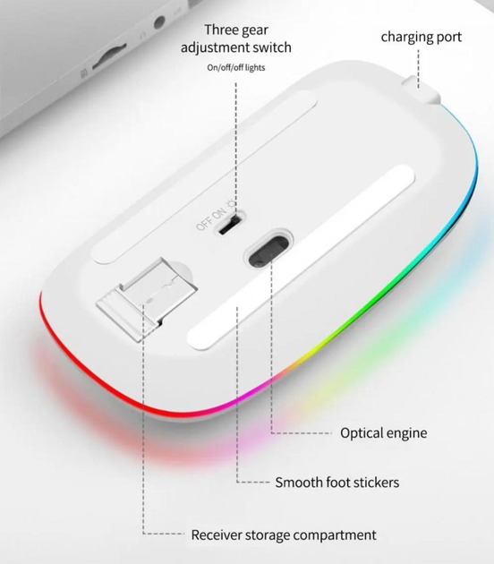 Бездротова комп'ютерна миша Wireless Mous 2,4G USB на акумуляторі silver - изображение 5