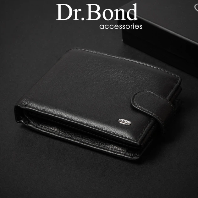 Кошелек мужской Classic из мягкой натуральной кожи DR. BOND M8-1 черный - изображение 2
