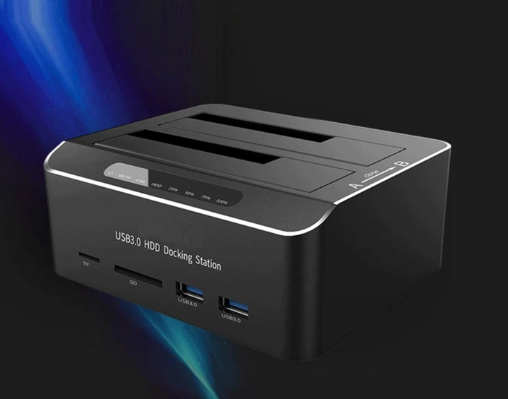 Док станція RSHTECH DS02 для HDD SSD 2.5" 3.5" SATA III USB3.0 з функцією клонування HUB картрідер - зображення 9