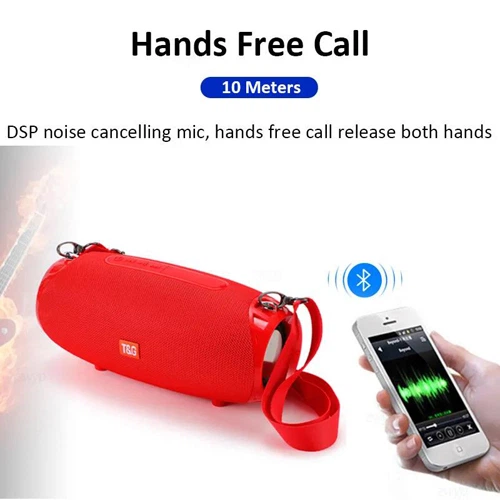 Портативная Bluetooth колонка TG534 SD IPX5 с ремешком Red - Фото 3 Портативная Bluetooth колонка TG534 SD IPX5 с ремешком Red - изображение 3