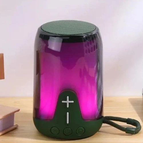 Портативная колонка TG652 5W с RGB подсветкой и ремешком Green - изображение 2