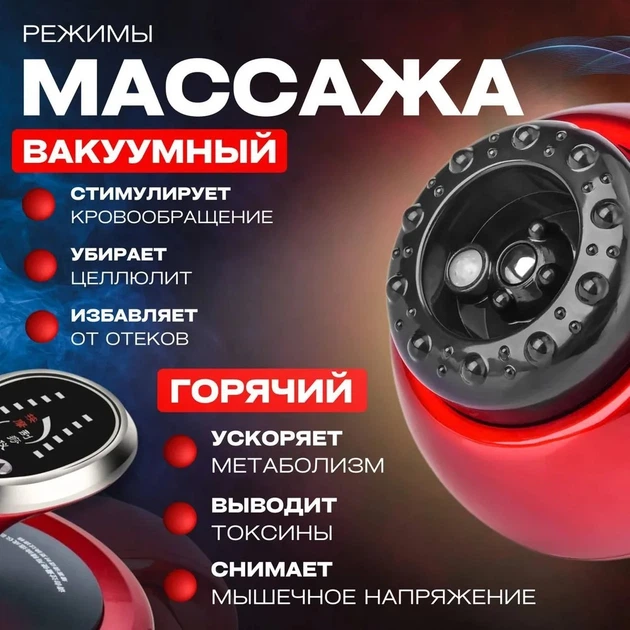 Вакуумный массажер антицеллюлитный для тела вакуумный похудения A-plus R6 с инфракрасным подогревом - изображение 4