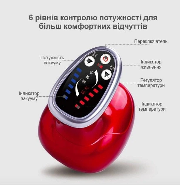 Вакуумный массажер антицеллюлитный для тела вакуумный похудения A-plus R6 с инфракрасным подогревом - изображение 8