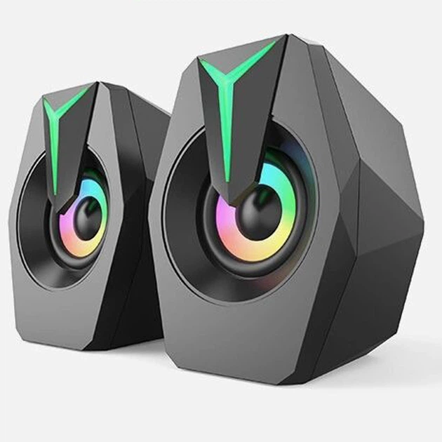 Колонки комп'ютерні з RGB підсвічуванням Kisonli C8 mini живлення від USB, 2 х 2.5Вт - зображення 7