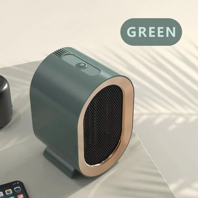 Керамический обогреватель настольный Air 1200W мини тепловентилятор, 2 режима, защита от перегрева Зеленый - изображение 2