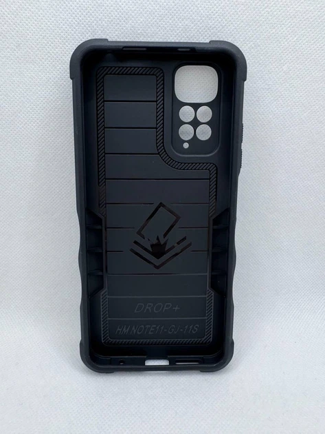 Противоударный чехол Armor Ring для Xiaomi Redmi Note 11 / Note 11s с подставкой под магнитный держатель Черный - изображение 3