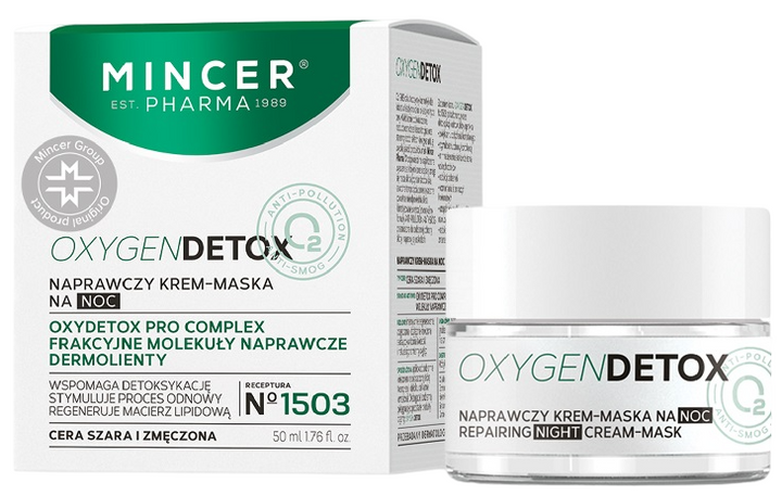 Крем-маска Mincer Pharma Oxygen Detox відновлювальний нічний №1503 50 мл (5902557262373) - зображення 1