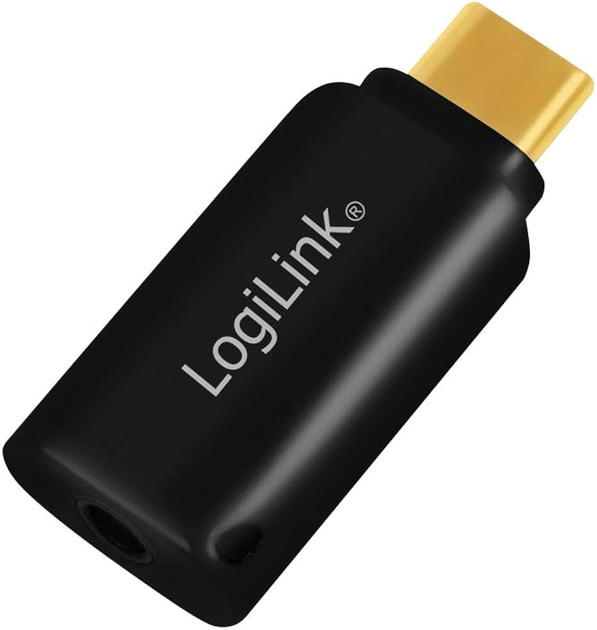 Adapter audio LogiLink USB-C 3.2 (M) / mini-jack 3.5 mm (F) Czarny (4052792057256) - obraz 1