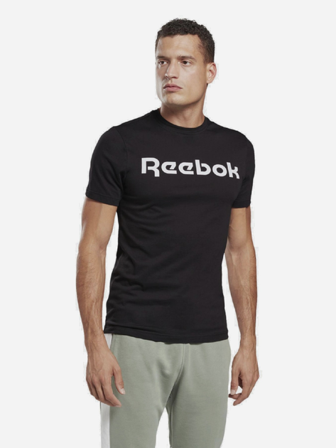 Футболка бавовняна довга чоловіча Reebok Gs Reebok Linear Rea 100042232 L Чорний/Білий (4064048052465) - зображення 1