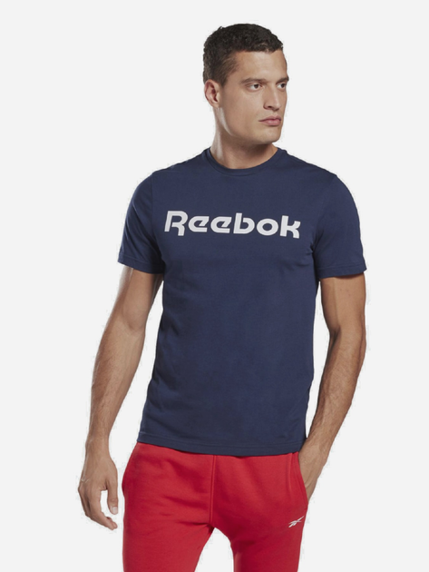 Koszulka męska bawełniana Reebok Gs Reebok Linear Rea 100042355 L Granatowy/Biały (4064047967807) - obraz 1