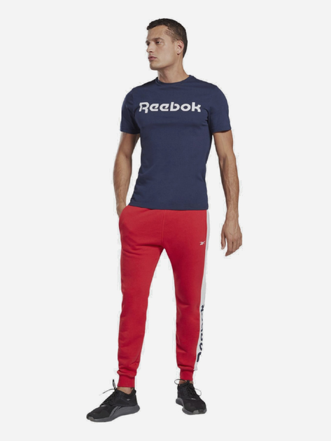 Koszulka męska bawełniana Reebok Gs Reebok Linear Rea 100042355 2XL Granatowy/Biały (4064047967777) - obraz 3