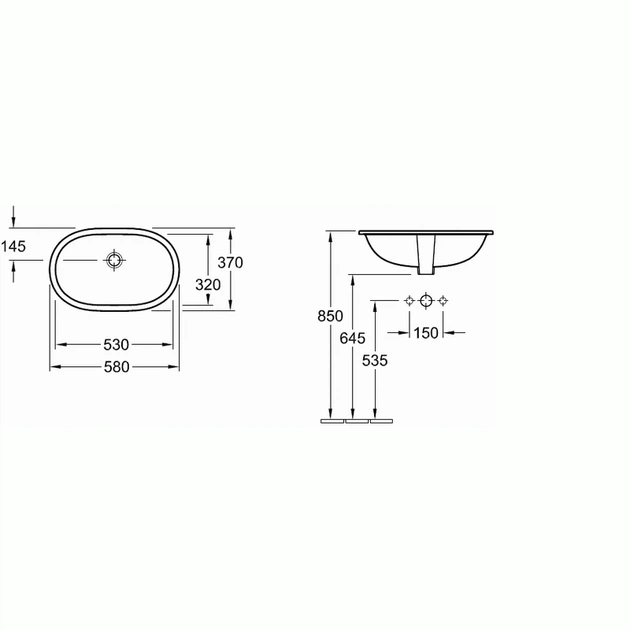 Врізний умивальник під стільницю VILLEROY & BOCH O. NOVO (41625001) - зображення 2