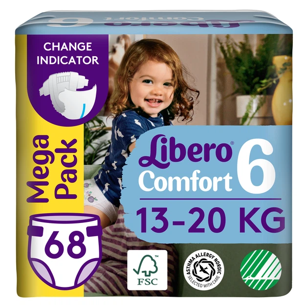 Подгузники Libero Comfort 13-20 кг Размер 6 68 шт (7322541757025) - Фото 1 Подгузники Libero Comfort 13-20 кг Размер 6 68 шт (7322541757025) - изображение 1