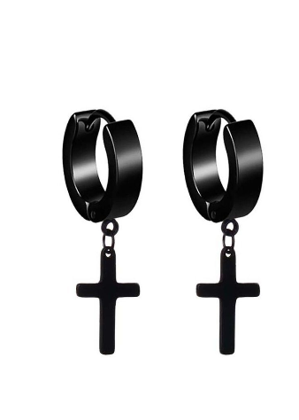Серьги чёрные кресты конго кольца крестики с подвеской бижутерия Fashion Jewelry (II) 20181 - изображение 3