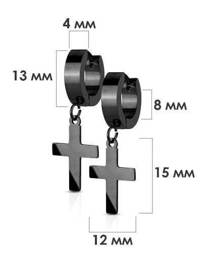 Серьги чёрные кресты конго кольца крестики с подвеской бижутерия Fashion Jewelry (II) 20181 - изображение 4