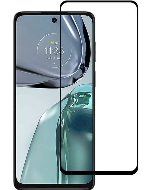 Загартоване захисне скло на Motorola Moto G54 5D Чорне - зображення 3