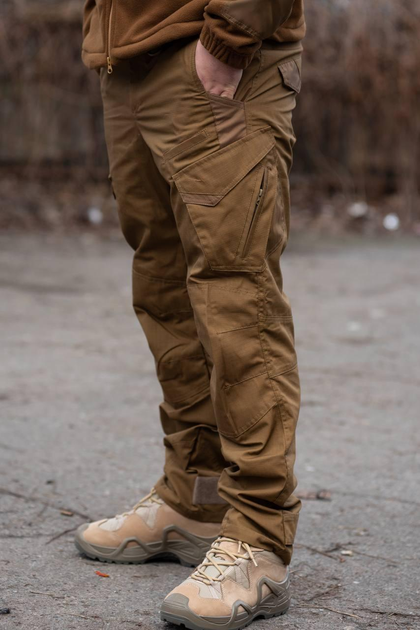 Чоловічі тактичні штани «Kayman Military» койот із посиленими зонами та накладними кишенями Rip-stop 34/32 - зображення 2