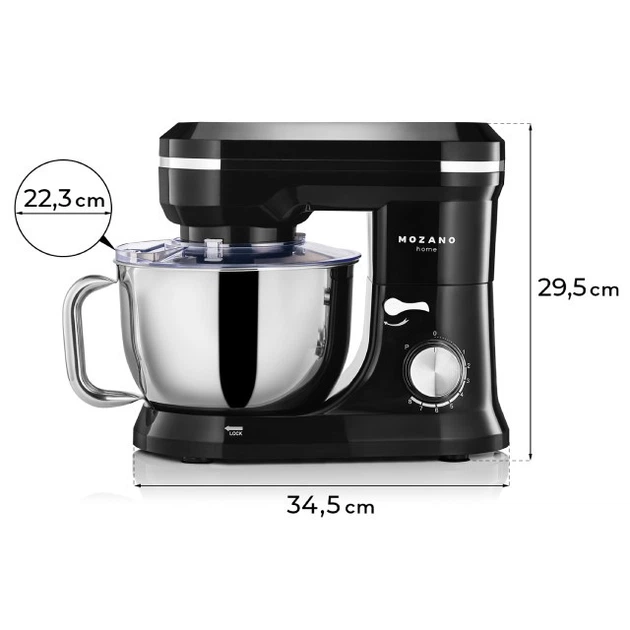 Тестомес миксер планетарный Mozano Compact Chef 1700 Вт Black - Фото 4 Тестомес миксер планетарный Mozano Compact Chef 1700 Вт Black - изображение 4