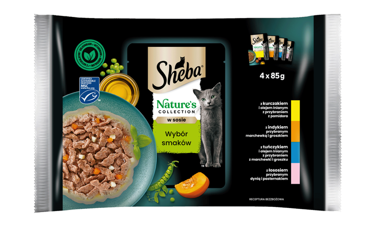  Вологий корм для котів Sheba Nature’s Collection Вибір смаків 4 x 85 г (4770608263225) - зображення 1