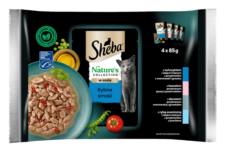 Вологий корм для котів Sheba Nature’s Collection Рибні смаки 4 x 85 г (4770608263324) - зображення 1