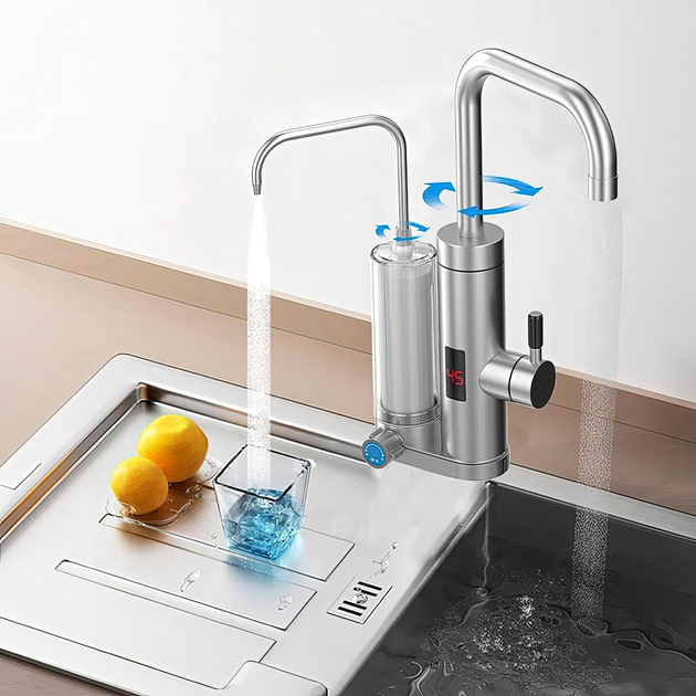 Проточный водонагреватель с фильтром Faucet ZSWK-D02 3300W электронагреватель воды (1010450-Gray) - изображение 1
